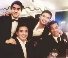  ??  ?? From left:Richard Poon, ErikSantos, Christian Bautista and Gary Valenciano (listed on the invitation as Edgardo Jose Valenciano), another principal sponsor