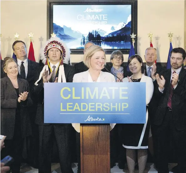  ??  ?? Premier Rachel Notley’s climate strategy plan for Alberta includes a tax on carbon emissions that will cover 78 per cent of the province’s economy by 2020 and at $23.40 per tonne will be the highest effective price across Canada, a new study concludes.