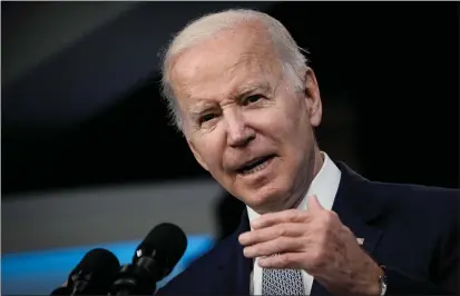  ?? DREW ANGERER — GETTY IMAGES ?? U.S. President Joe Biden speaks about inflation and the economy at the White House on May 10in Washington, DC.