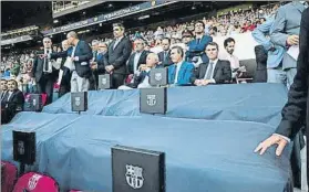  ?? FOTO: FCB ?? Homenaje también en el palco del Camp Nou 14 butacas vacías por las 14 víctimas