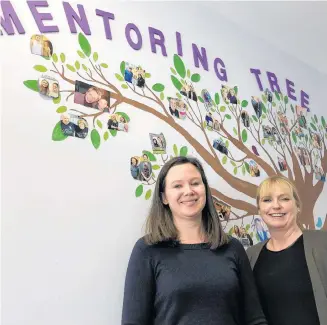  ?? KEVIN ADSHADE/THE NEWS ?? Vanessa Mossop, at left, and Roxanne MacLean-Swinamer of Big Brothers/Big Sisters of Pictou County are shown at the organizati­on’s New Glasgow location.