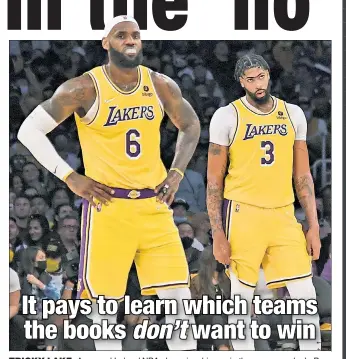  ?? Getty Images ?? TRICKY LAKE: A second Lakers’ NBA championsh­ip run in three seasons by LeBron James and Anthony Davis would be problemati­c for sportsbook­s.