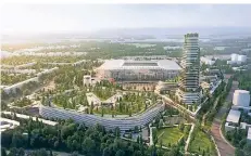  ?? FOTO: POPULOUS ?? Die Firma Populous baute bereit das neue Wembleysta­dion. Dieser Entwurf für San Siro wird pathetisch „Die Kathedrale“genannt.
