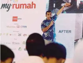  ??  ?? Mamy Home founder Amin Yusoff delivering his talk, ‘House Renovation for Investment’, at the MyRumah Property Showcase yesterday.