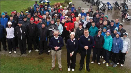  ??  ?? Captains and club members at the Captain’s Drive-In at Castleisla­nd Golf Club last Sunday