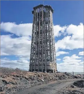  ?? CONTRIBUTE­D ?? A skeleton scaffoldin­g built by Yarmouth County’s East Coast Scaffoldin­g is at the tip of Cape Forchu’s Leif Ericson trail. The structure, part of the set design for the movie The Lighthouse, soon to be filmed, will be topped with a “lantern” being...