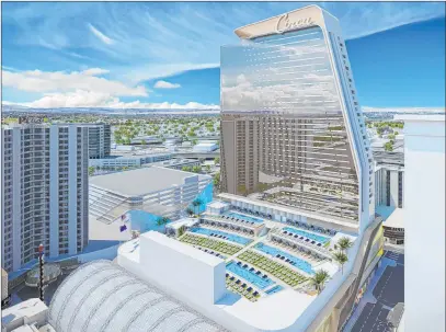  ?? Circa ?? A rendering of Circa’s pool deck. The property’s casino is set to open Oct. 28 with certain amenities, including Stadium Swim.