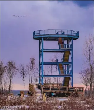  ?? CHAD FELTON — THE NEWS-HERALD ?? Lake Erie Bluffs, a property in the Lake Metroparks system, features walking trails, a shelter for reservatio­n and a 50-foot coastal observatio­n tower overlookin­g the lakeshore with multiple viewing platforms.