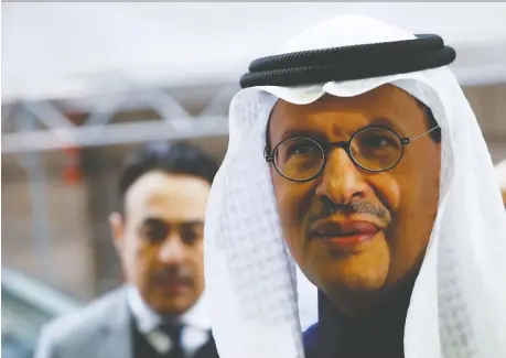 ?? LEONHARD FOEGER/REUTERS ?? Saudi Arabia’s Energy Minister Prince Abdulaziz bin Salman has promised to take the kingdom’s production down to levels not seen on a sustained basis since 2014, He predicted that Saudi Aramco’s Us$1.7-trillion IPO valuation would soon rise above US$2 trillion.