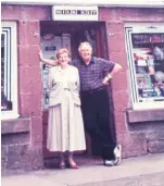  ??  ?? Clockwise from top: Nichola Reith, her grandparen­ts Lilian and Alistair Mccallum outside their shop in Kirriemuir and a Victoria sponge from episode four.