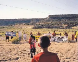  ??  ?? Nina Berman’s “Church Rock, New Mexico, 2016, Uranium Remembranc­e Day.” Residents from Navajo communitie­s and elsewhere call for an end to uranium mining.