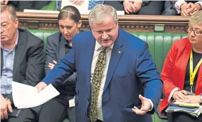  ?? Picture: PA. ?? SNP Westminste­r leader Ian Blackford confirmed a condition of co-operation with Labour would be a section 30 order.