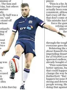  ??  ?? Kicking on: Scotland’s Finn Russell sends the ball upfield during the Six Nations match against Wales in Cardiff this month