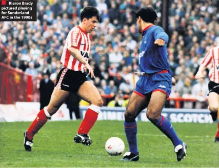  ??  ?? Kieron Brady pictured playing for Sunderland AFC in the 1990s