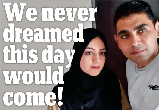  ?? ?? Reunited at last: Mohammad and Rohina Wardak before flying to the UK together to start their new life yesterday