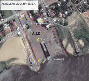  ??  ?? Imagen del relatorio ambiental del astillero Villa Hayes. Ahora Núñez dice que allí está su casa.