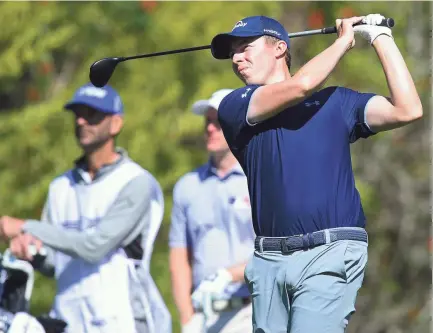  ?? GARY A. VASQUEZ/USA TODAY SPORTS ?? Matthew Fitzpatric­k hits from the fourth hole tee box during the first round of The Genesis Invitation­al golf tournament at Riviera Country Club on Thursday.