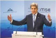  ?? Lennart Preiss / Getty Images ?? Secretary of State John Kerry faults Russia in his speech to the Munich Security Conference.