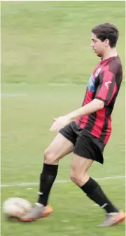  ??  ?? Xavier Nardone played his best game for Warragul United in Saturday’s clash against Doveton. The 19-year-old had a ripper in the centre of the park and seemingly had the ball on a string as he dictated traffic and set up his teammates.