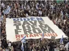  ?? AMIR LEVY/GETTY IMAGES ?? Protesters in Tel Aviv on Saturday demand the Israeli government reach a deal to release the hostages held in the Gaza Strip.