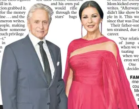  ??  ?? FAMILY FIX: Catherine Zeta-Jones encouraged husband Michael Douglas to repair his relationsh­ip with his son.