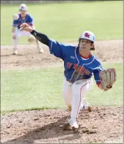  ?? Photo by Becky Polaski ?? Ben Reynolds delivers a pitch for St. Marys during Saturday afternoon’s game against Clarion Area at Berwind Park.