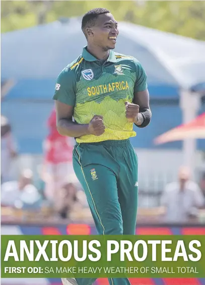  ?? Picture: Backpagepi­x ?? HOT STUFF. Proteas speedster Lungi Ngidi produced a Man-of-the-Match performanc­e in the first ODI against Zimbabwe in Kimberley yesterday.