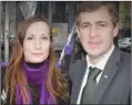  ??  ?? Marisa Reidy and sister Laura protesting outside Leinster House last week and, left, Laura Jane Nealon with Senator Mark Daly at the protest.