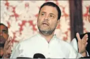  ?? SATYABRATA TRIPATHY/HT ?? Congress president Rahul Gandhi interacts with the media at Bandrakurl­a Complex on Wednesday.