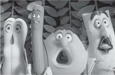  ??  ?? From left, characters voiced by Kristen Wiig, Seth Rogen, Ed Norton and David Krumholtz in Sausage Party.