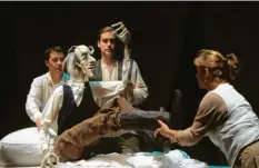  ?? Foto: Theater des Lachens ?? Als lebensgroß­e Gliederpup­pe erwecken die drei Spieler des Theaters des Lachens aus Frankfurt an der Oder Don Quijote zum Leben.