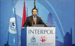  ?? DU YU / XINHUA VIA AP ?? Meng Hongwei, 64, was named president of Interpol in November 2016. He is the first Chinese citizen to head the body.