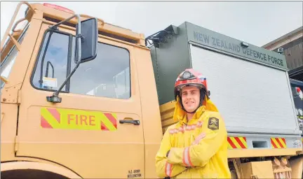  ??  ?? Corporal Karl Mouldey, a former volunteer firefighte­r in Central Hawke’s Bay, is leading the five-member New Zealand Defence Force team helping control the bushfires raging in Tasmania.