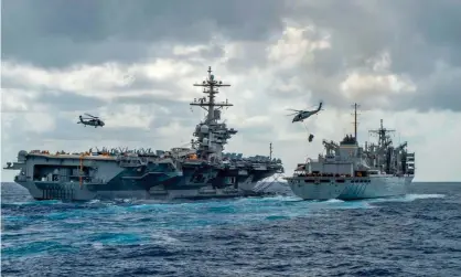  ??  ?? The USS Abraham Lincoln aircraft carrier has been sent to the Gulf as part of a US military buildup in the region. Photograph: Jason Waite/AFP/Getty Images