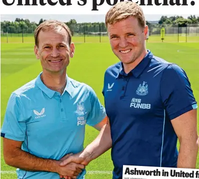  ?? GETTY IMAGES ?? Good terms: Ashworth (left) and Howe in 2022, and (right) Mail Sport’s story from December