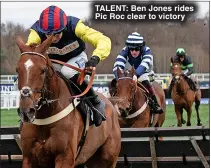  ?? ?? TALENT: Ben Jones rides Pic Roc clear to victory