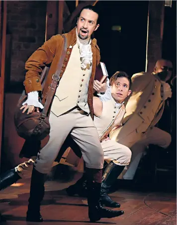 ??  ?? Hip-hop history: Hamilton, above, will repeat its Broadway success here, says Mackintosh, below; other transatlan­tic hits include Wicked, inset