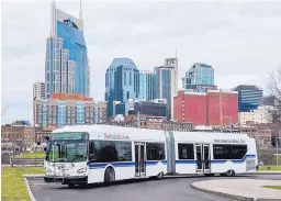  ?? COURTESY OF NEW FLYER ?? Albuquerqu­e is ordering ten 60-foot articulate­d buses, similar to this one seen in Nashville, from New Flyer of America.