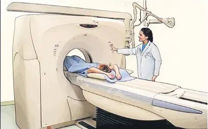  ??  ?? Lukisan menunjukka­n pesakit menjalani imbasan CT. Sumber: Reuters