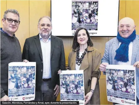  ?? ?? Gascón, Mendoza, Fernández y Arnal, ayer, durante la presentaci­ón.