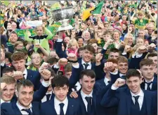  ??  ?? The Tommy Markham Cup is held aloft at Fitzgerald Stadium.