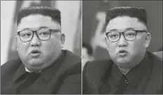  ?? NORTH KOREAN GOVERNMENT ?? THIS COMBINATIO­N OF FILE PHOTOS provided by the North Korean government shows North Korean leader Kim Jong Un at Workers’ Party meetings in Pyongyang, North Korea, on Feb. 8 (left) and June 15.