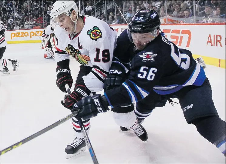  ?? — THE CANADIAN PRESS FILES ?? Forward Marko Dano, right, is one of the young players the Winnipeg Jets hope will be a building block for future teams.