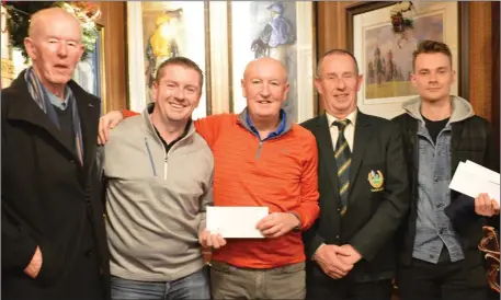  ??  ?? At the presentati­on of the prizes for the McSweeney Arms sponsored competitio­n at the Ross GC were, from left, Maurice Coffey, winner Jonathan Casey, Kevin O’Callaghan from sponsor McSweeney Arms, club captain John Cushkelly, and Renaldas Bendikas.
