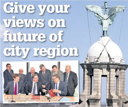  ??  ?? Liverpool City Region Devolution agreement signing at the Merseytrav­el head office, Liverpool