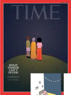  ??  ?? THIS PAGE (clockwise from above) Kiwi illustrato­r Ruby Jones’ cover for Time magazine. The Instagram illustrati­on that went global. A typical image that is a “simple commentary on life”.