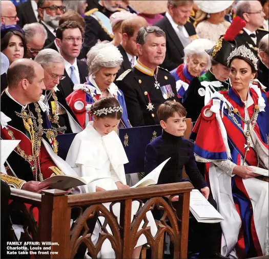  ?? ?? FAMILY AFFAIR: William, Charlotte, Louis and Kate take the front row