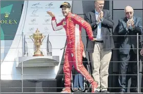 ?? FOTO: EFE ?? Sebastian Vettel celebró su triunfo número 51 en la Fórmula 1 y alcanzó a Prost