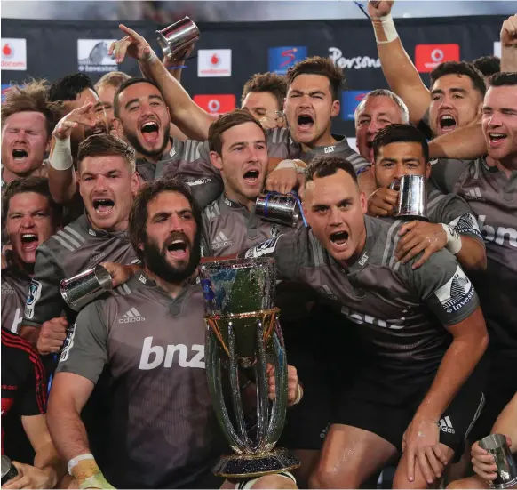  ?? AP ?? Sam Whitelock, second from left, and the Crusaders proved more than the Lions could handle and captured their eighth Super Rugby title with a 25-17 victory