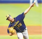  ?? LYNNE SLADKY AP ?? Brewers left-hander Aaron Ashby will start at Petco Park today, a ballpark his uncle helped get built.